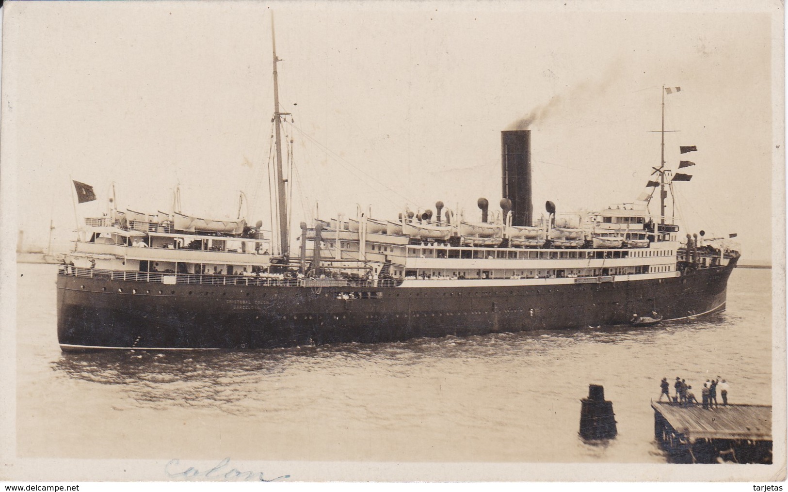 POSTAL DEL BARCO CRISTOBAL COLON DE BARCELONA (BARCO-SHIP) MARINA MERCANTE ESPAÑOLA - Comercio