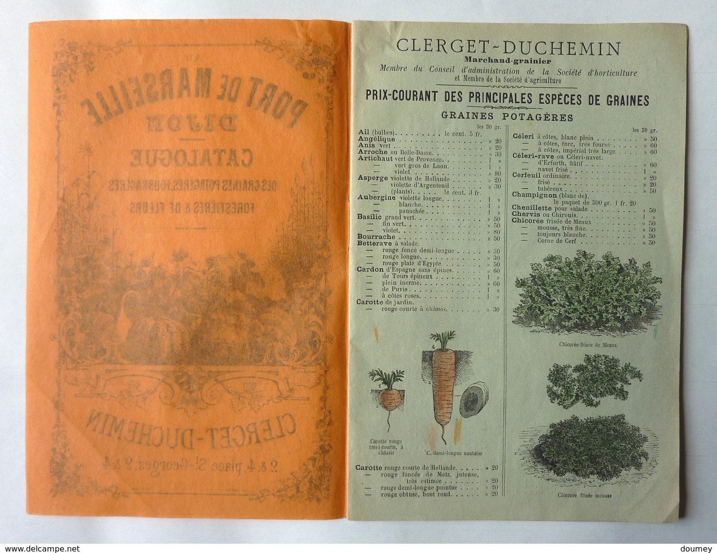 CATALOGUE "AU PORT DE MARSEILLE" DIJON - GRAINES POTAGÈRES , FORESTIÈRES & DE FLEURS - Werbung