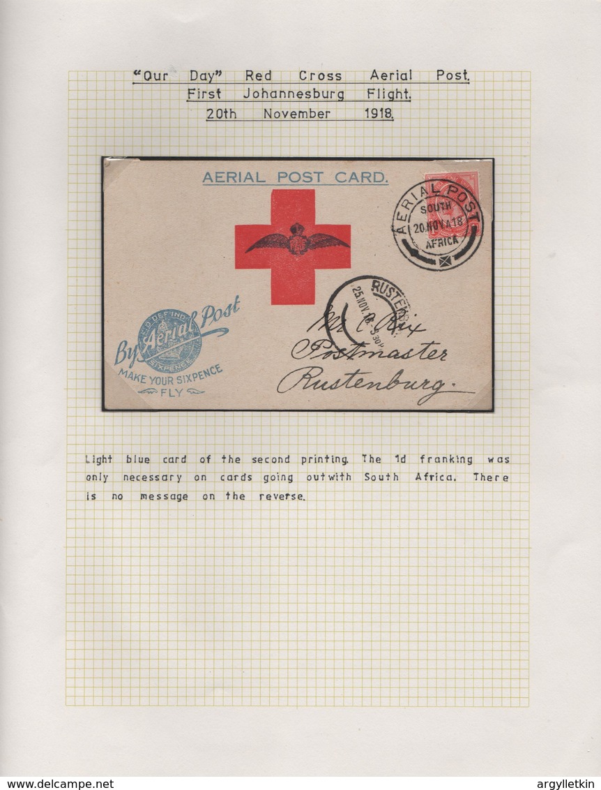 SOUTH AFRICA FIRST AIRMAIL 1918 RED CROSS - Africa (Other)