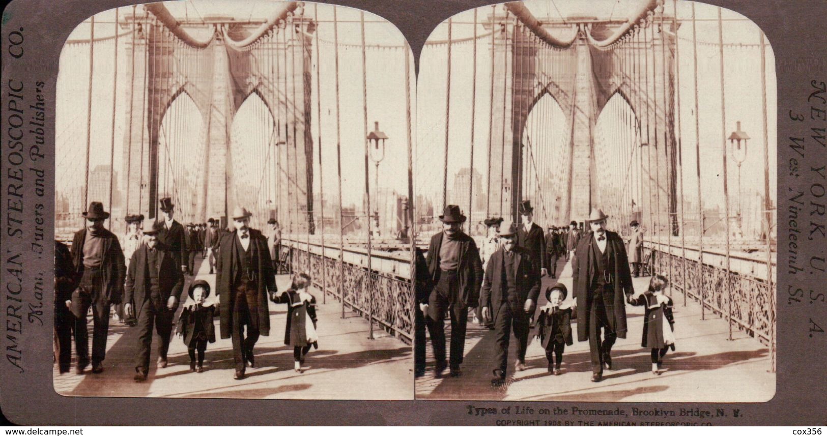 LE PONT SUSPENDU De BROOKLYN Sur La RIVIÈRE De L'EST NEW YORK  ETATS UNIS 1880/1900 ( PHOTO STEREOSCOPIC ) - Stereoscopic