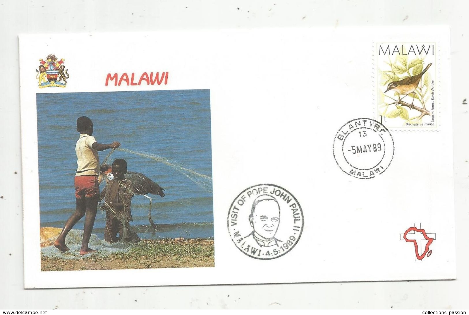 Premier Jour , FDC, Malawi, Visit Of Pope John Paul II , Malawi , BLANTYRE ,  5-5-1989 - Malawi (1964-...)