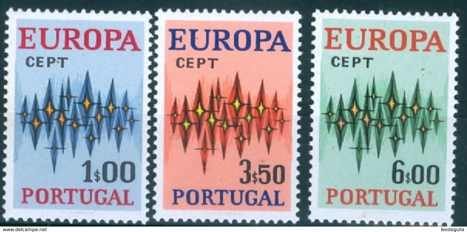 PORTUGAL #1141-3  - EUROPA  CEPT  -  SPARKLES  3v -  1972 - Unused Stamps
