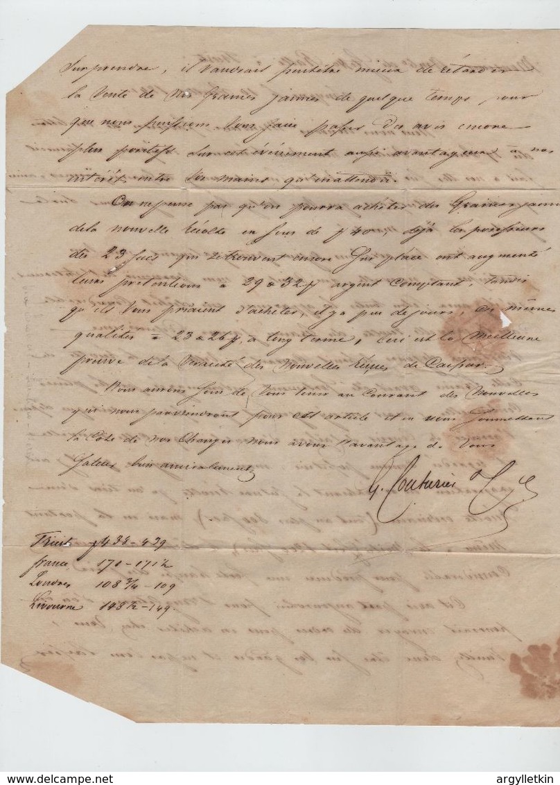 OTTOMAN SMIRNA TRIESTE DISINFECTED ENTIRE LETTER 1841 - 1837-1914 Smirne