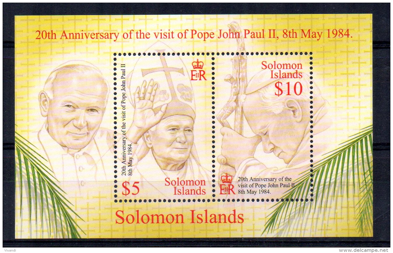 Solomon Islands - 2004 - 20th Anniversary Of Papal Visit Miniature Sheet - MNH - Salomoninseln (Salomonen 1978-...)