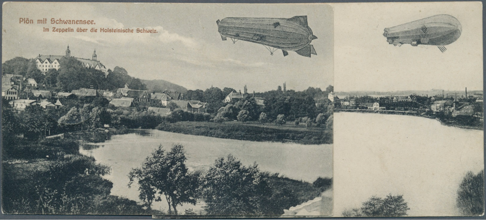 Beleg 1909/12, 2 Verschiedene Ansichstkarten Von Ploen "Zeppelin Ueber Der Holstein. Schweiz", Beide Als Feldpostkarten  - Other & Unclassified