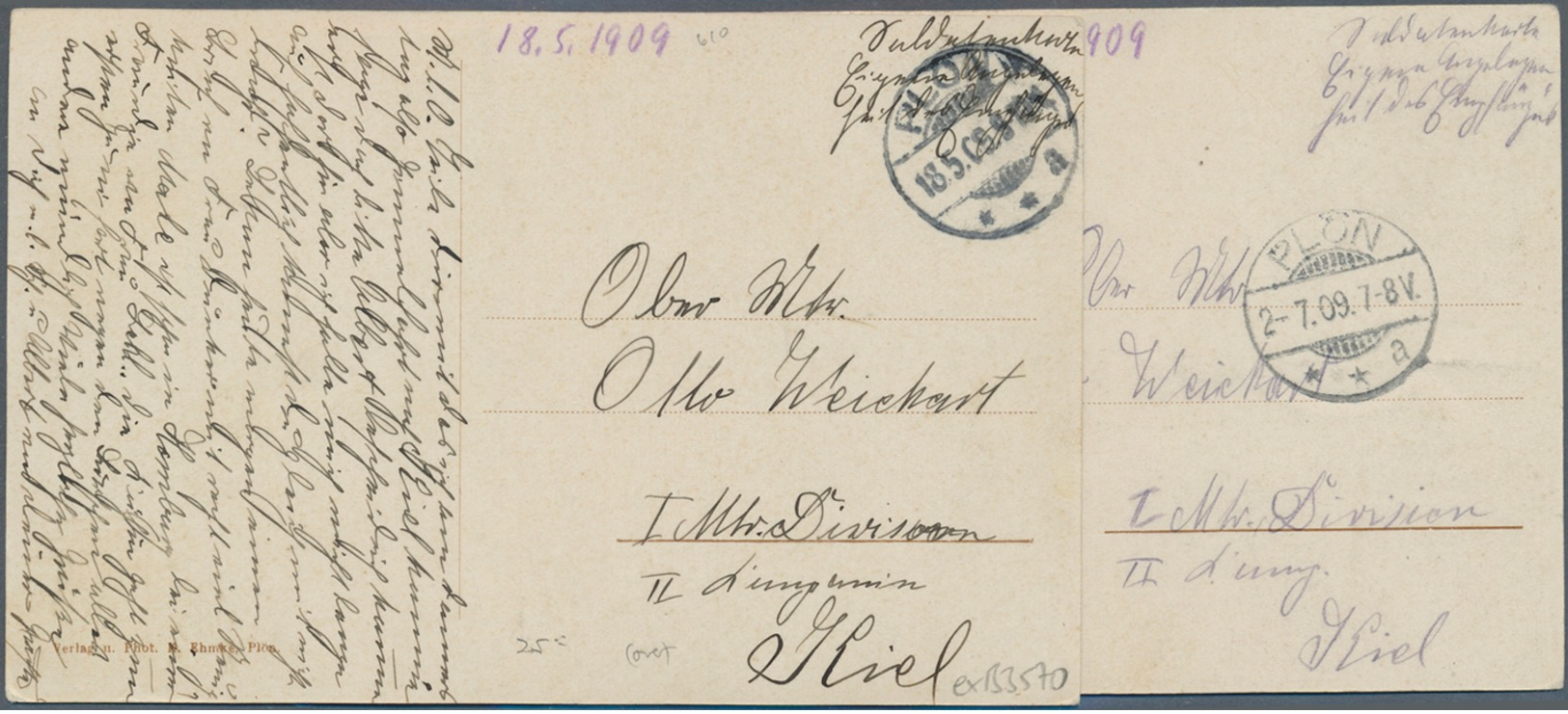 Beleg 1909/12, 2 Verschiedene Ansichstkarten Von Ploen "Zeppelin Ueber Der Holstein. Schweiz", Beide Als Feldpostkarten  - Otros & Sin Clasificación