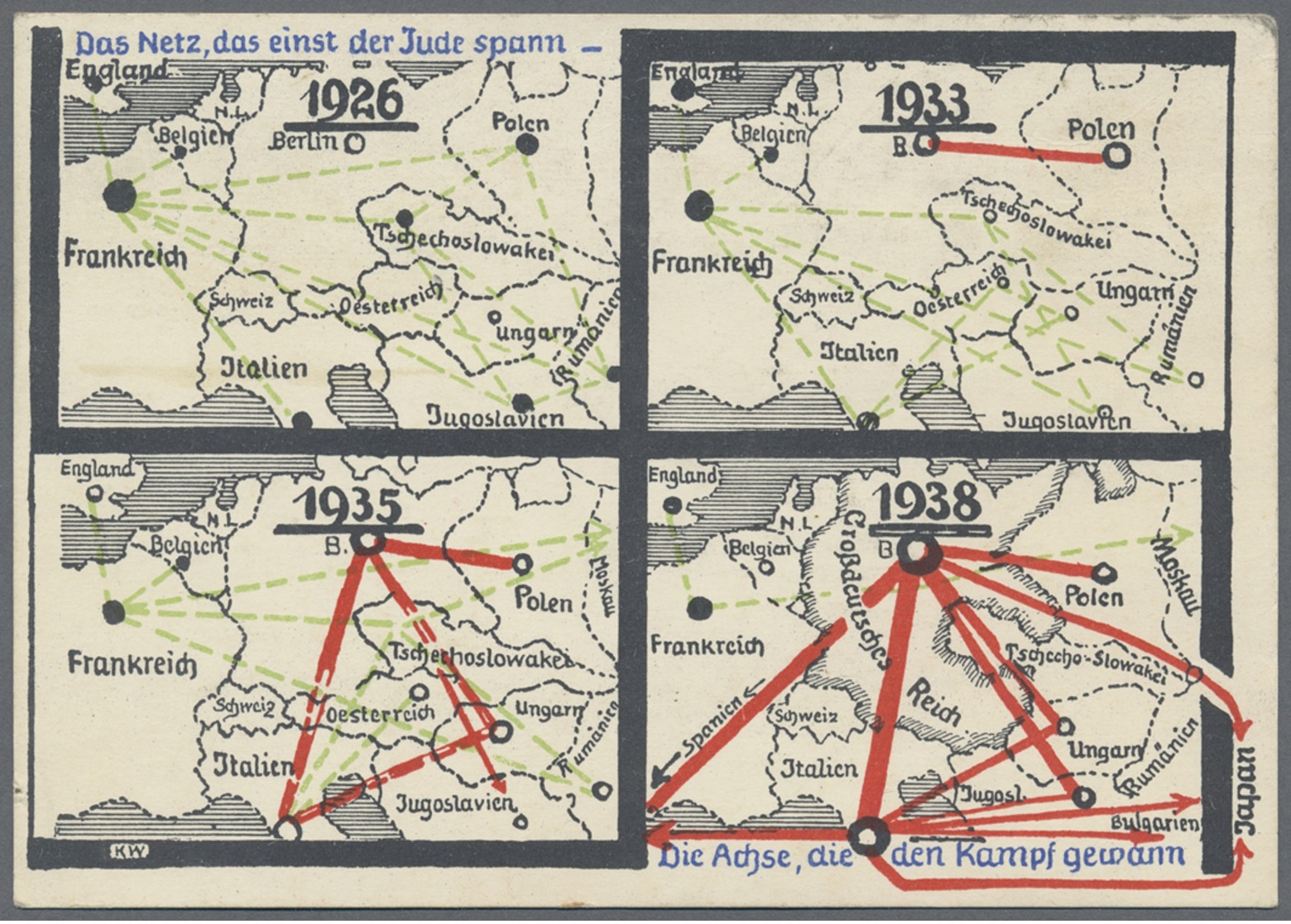 Beleg 1939, Das Netz Das Einst Der Jude Spann...Die Achse, Die Den Kampf Gewann.., Karte WHW-Sammlung Der Beamten Des Ga - Other & Unclassified