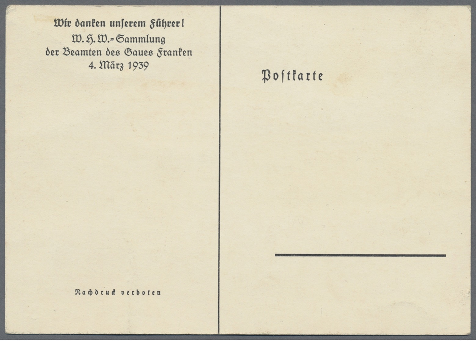 Beleg 1939, Das Netz Das Einst Der Jude Spann...Die Achse, Die Den Kampf Gewann.., Karte WHW-Sammlung Der Beamten Des Ga - Autres & Non Classés