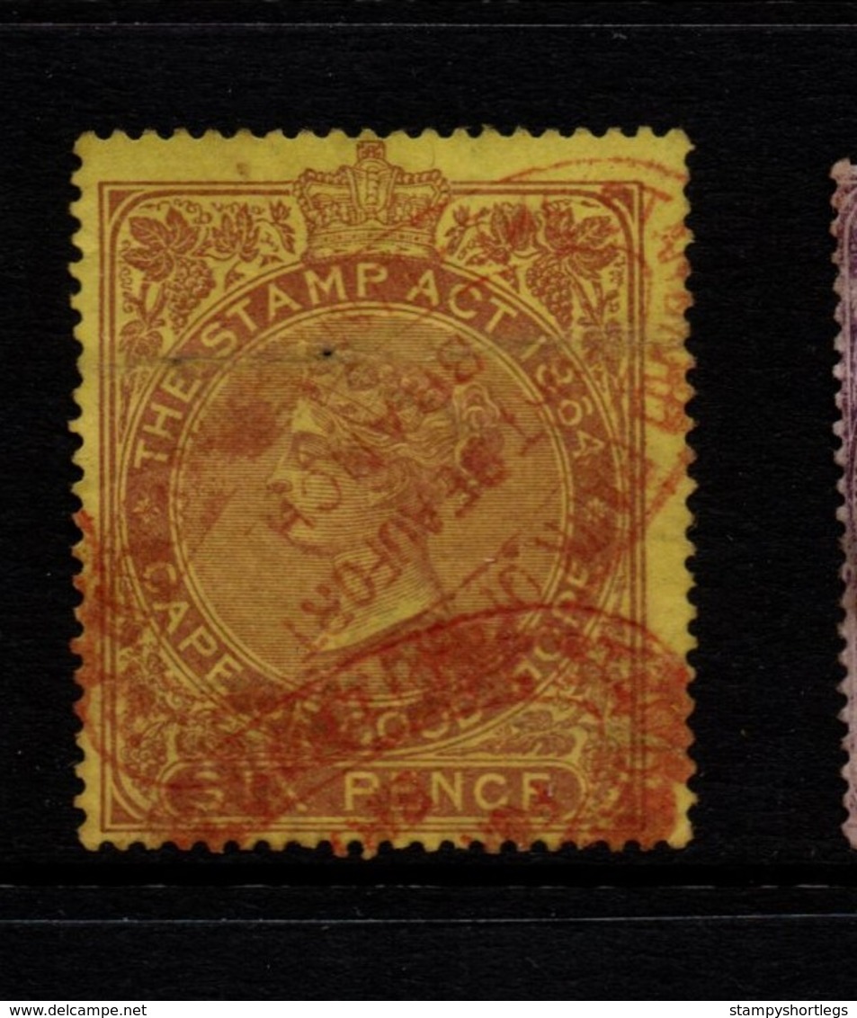 Cape Of Good Hope Stamp Act 1876   6d Brown On Yellow - Cap De Bonne Espérance (1853-1904)