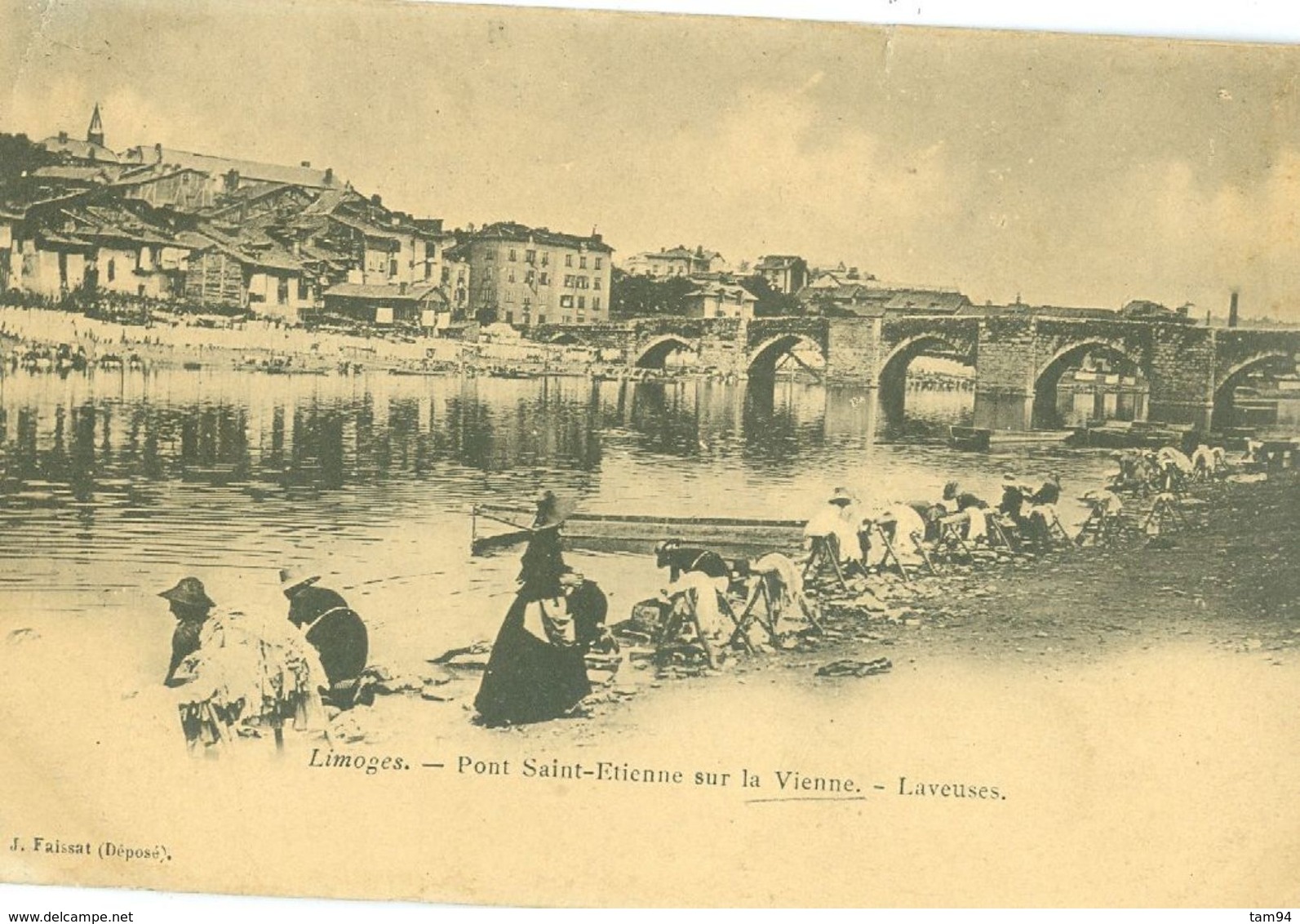 (87) LIMOGES : Pont Saint-Etienne Sur La Vienne - Laveuses (animée) (dos Non Divisé) - Limoges