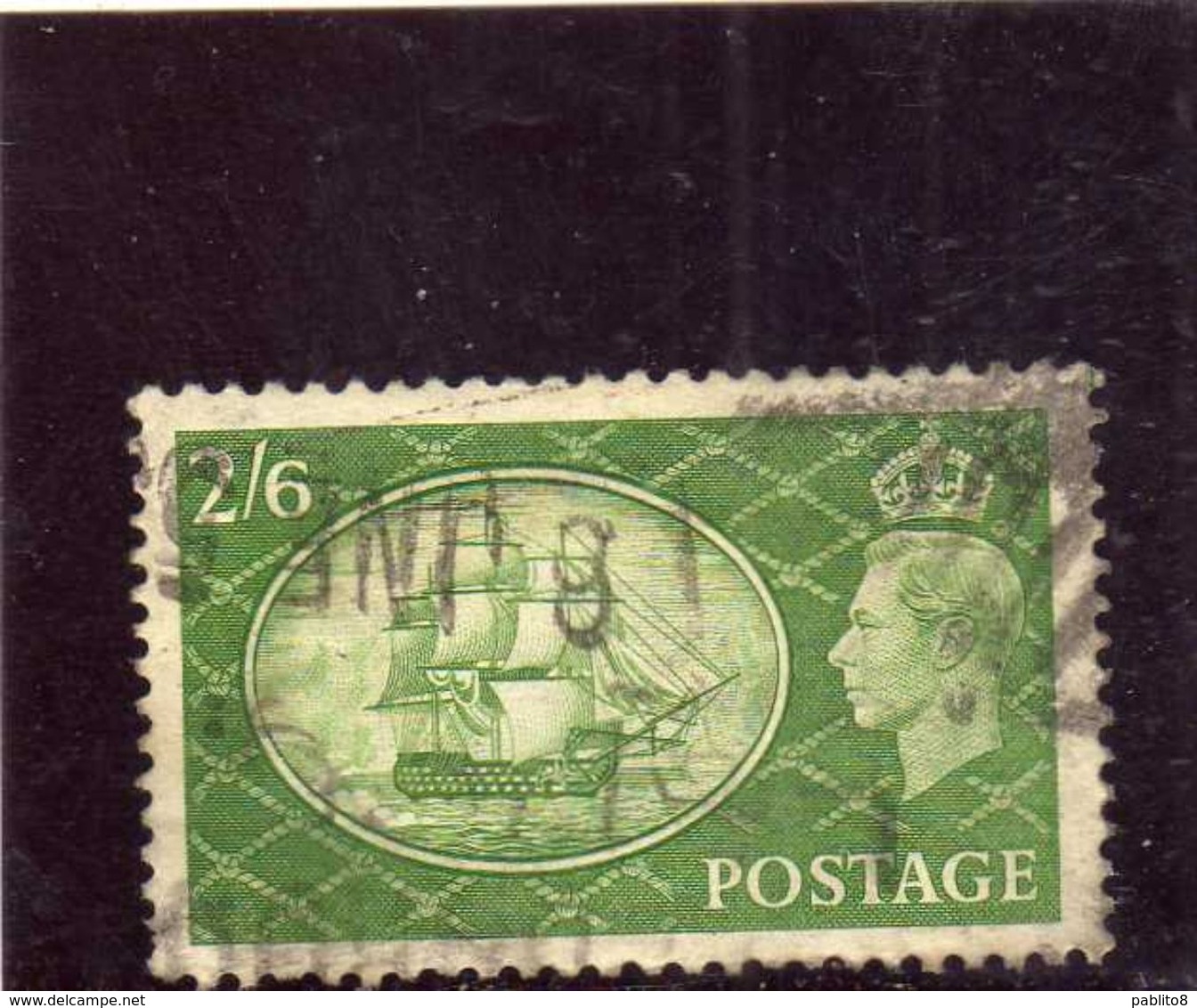 GREAT BRITAIN GRAN BRETAGNA 1951 KING GEOGE VI HMS VICTORY H.M.S. 2/6 2sh 6p USATO USED OBLITERE' - Usati