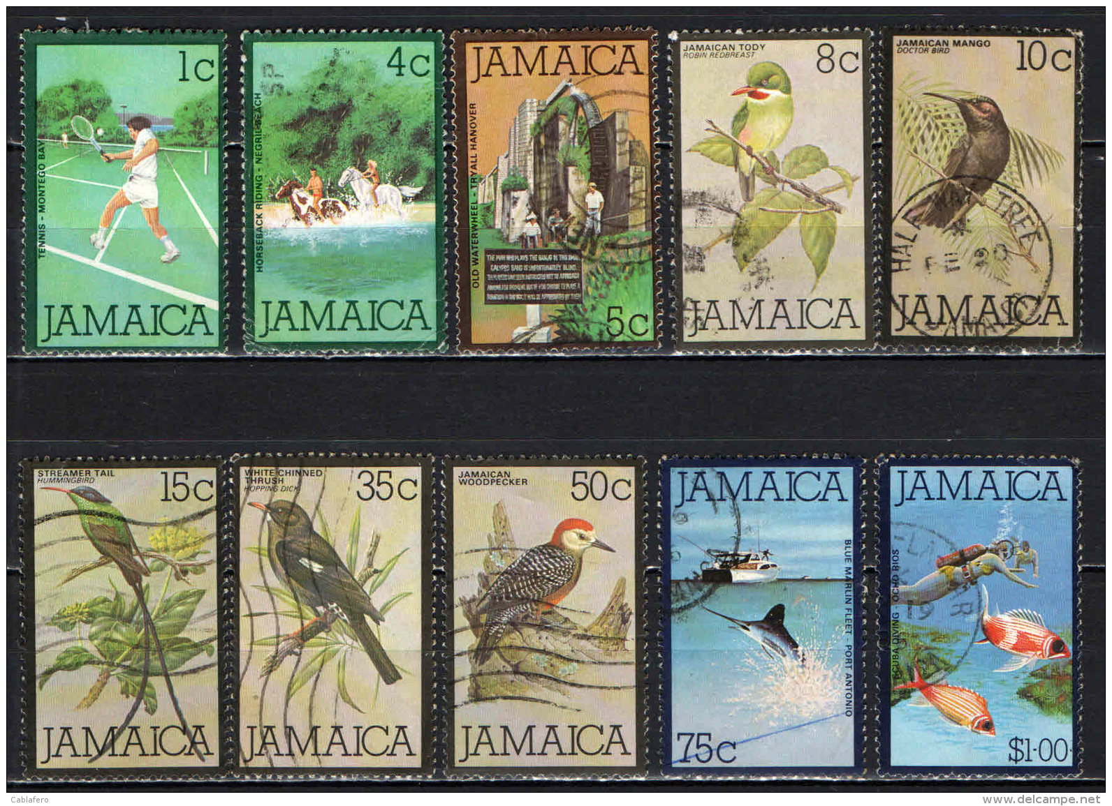 JAMAICA - 1979 - SPORT - UCCELLI - MARINE LIFE - USATI - Giamaica (1962-...)