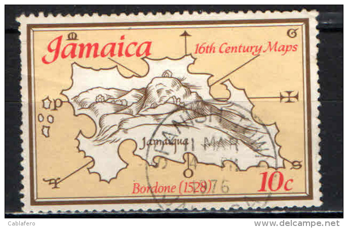 JAMAICA - 1976 - Map Of Jamaica, By Benedetto Bordone, 1528 - USATO - Giamaica (1962-...)