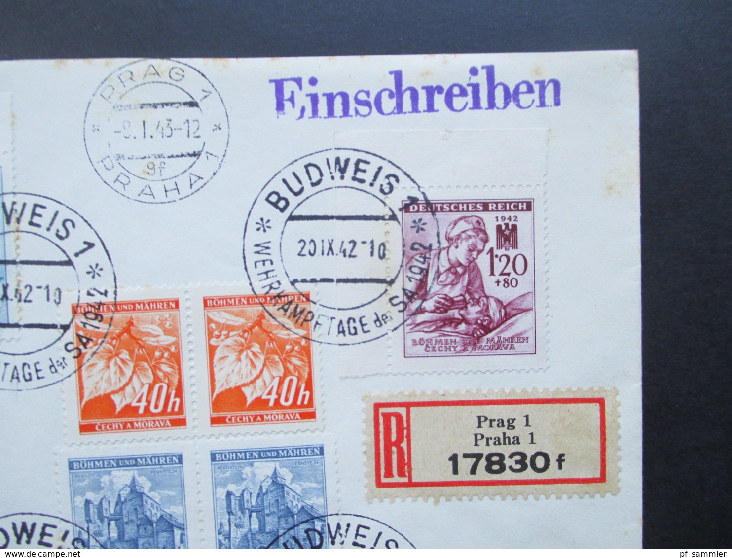 Böhmen Und Mähren 1942 / 43 SST / Sonderbeleg Ca. 3 Monate Später Echt Gelaufen Prag - Berlin! R-Brief Prag 1 17830 F - Covers & Documents