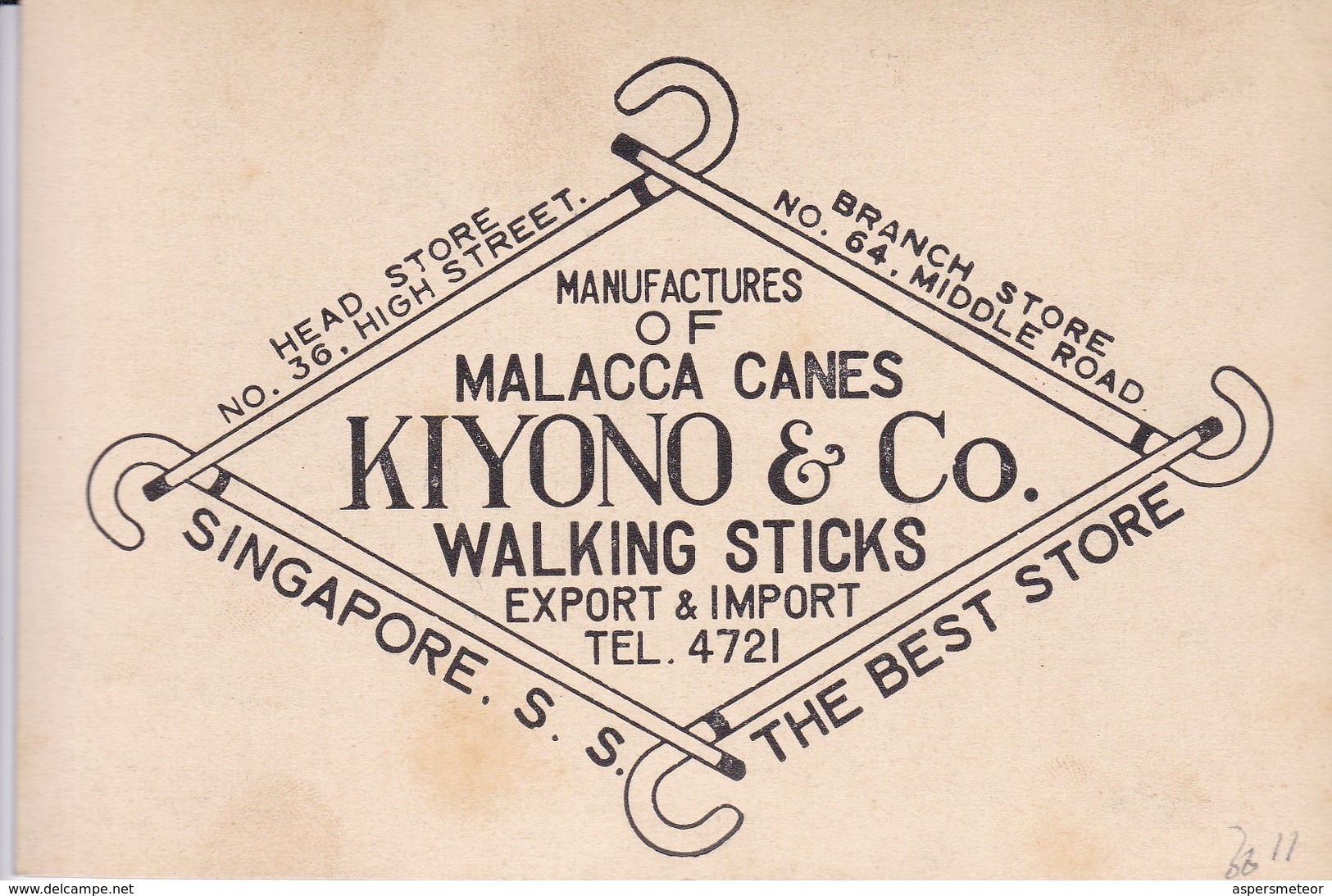 CANES  IN JUNGLE. KIYONO & CO, SINGAPORE, MALACCA CANES. ADVERTISING-TBE-BLEUP - Singapore