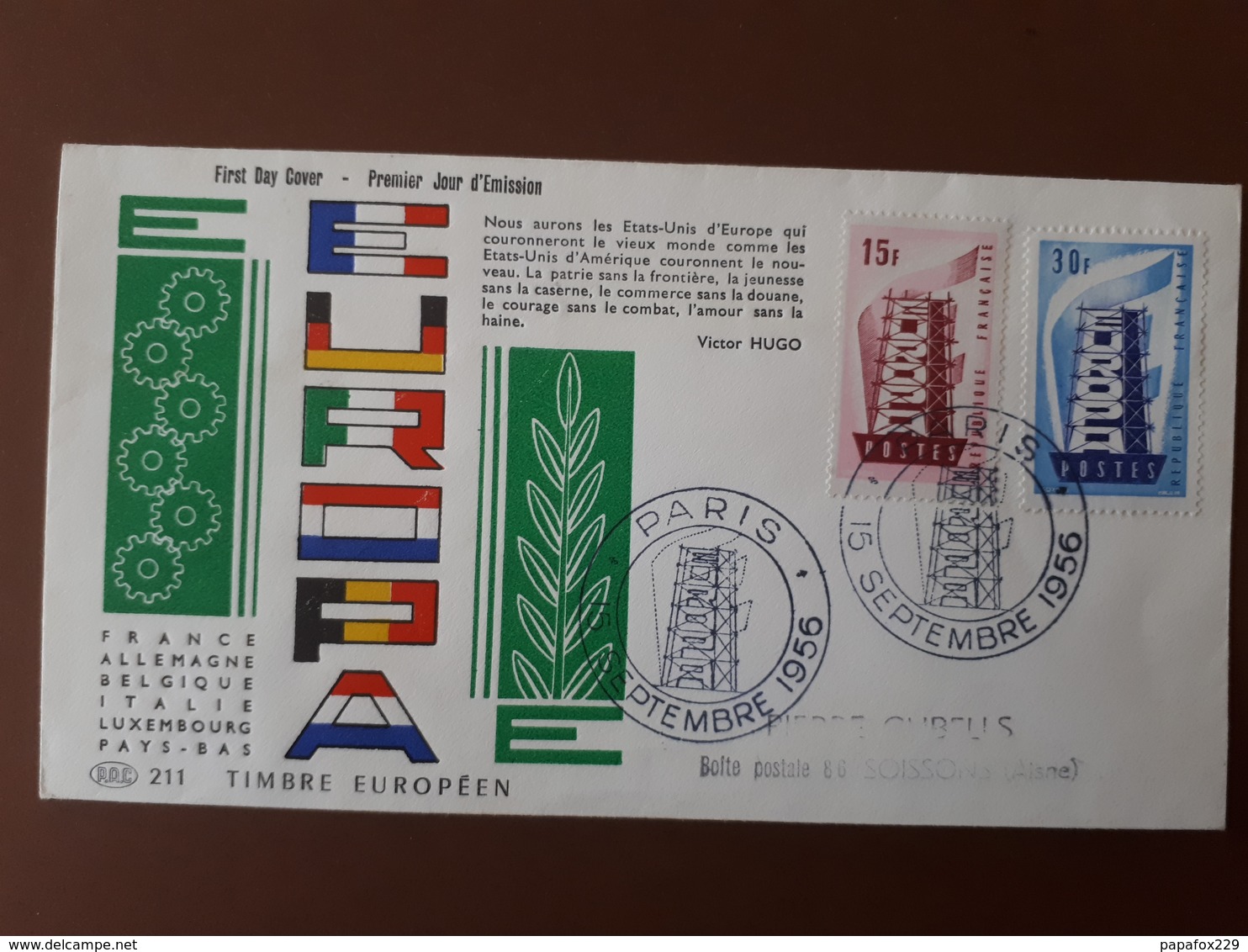 Fdc Europa Paris 1956 - Autres & Non Classés