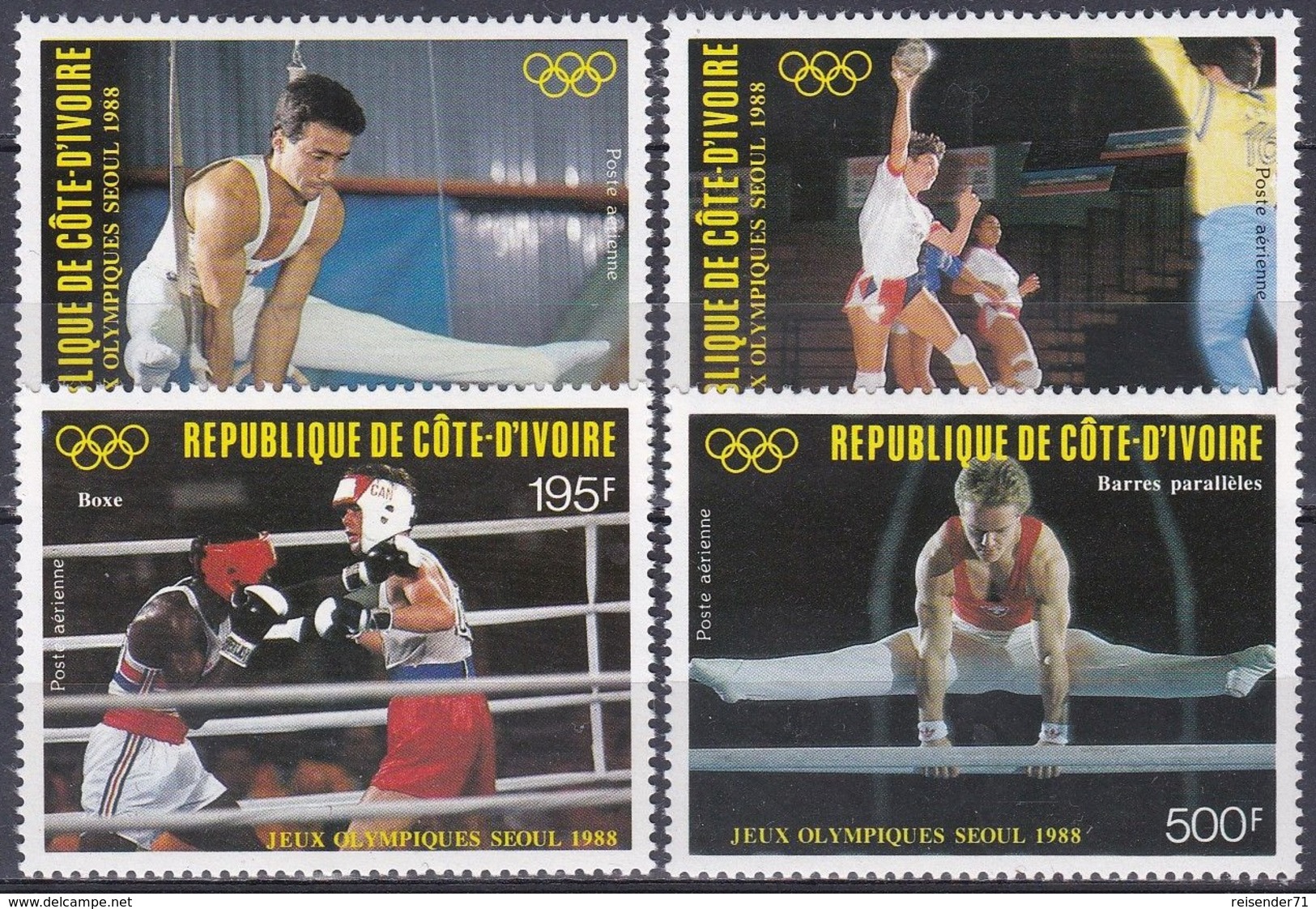 Elfenbeinküste Ivory Coast Cote D'Ivoire 1988 Sport Spiele Olympia Olympics Seoul Handball Boxen Turnen, Mi. 970-3 ** - Ivory Coast (1960-...)