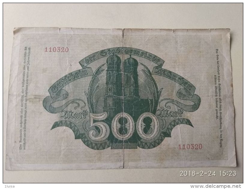 GERMANIA Munchen 500 Mark 1922 - [11] Emissioni Locali