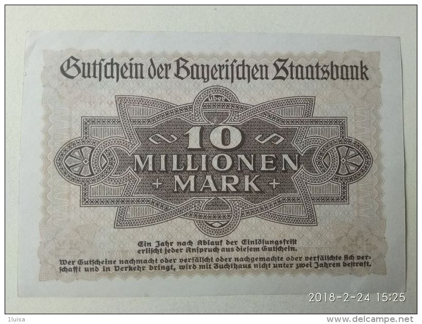 GERMANIA Munchen 10 Milioni Mark 1923 - [11] Emissioni Locali