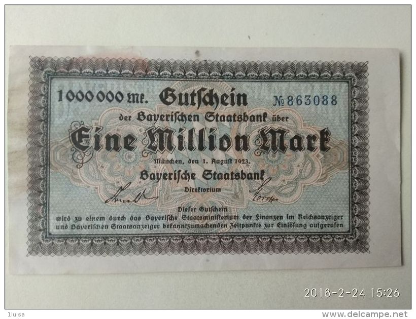 GERMANIA Munchen 1 Milione Mark 1923 - [11] Emissioni Locali