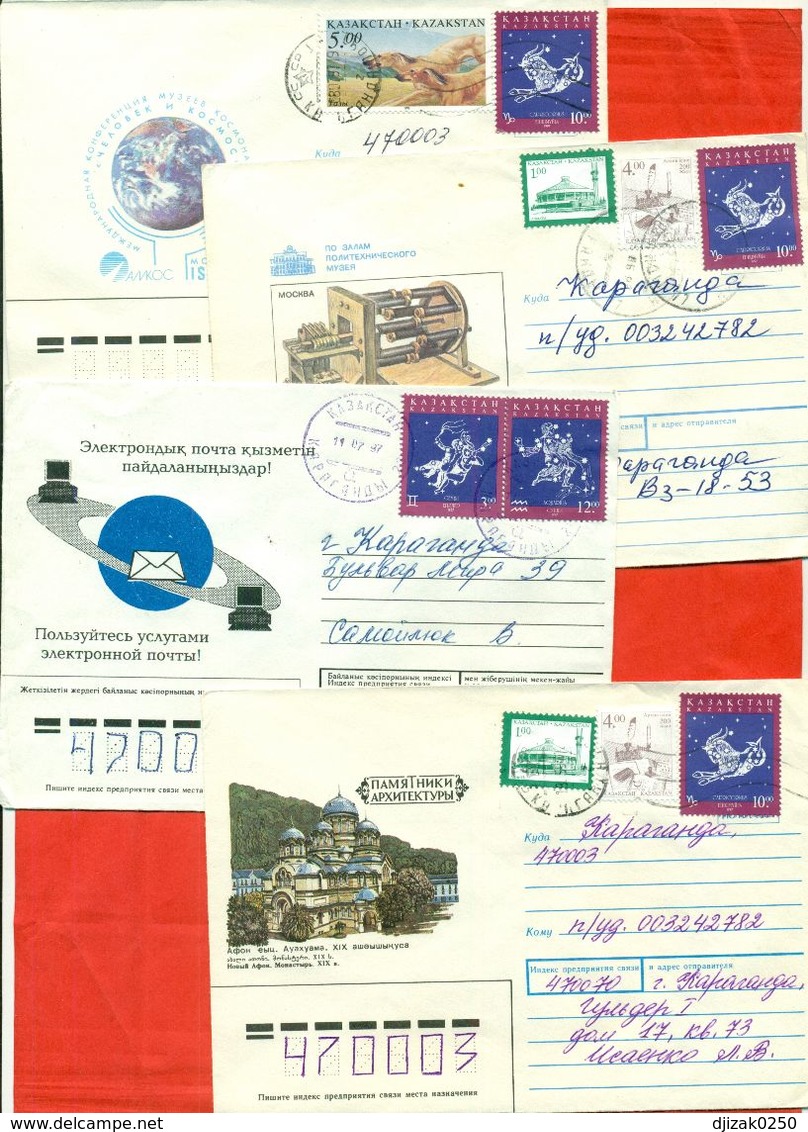 Kazakhstan.Four Envelopes Past The Mail. - Kazachstan