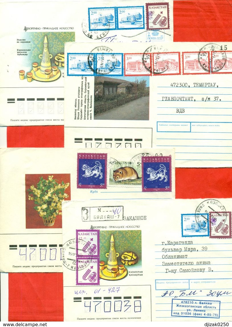 Kazakhstan.Four Envelopes Past The Mail. - Kazachstan
