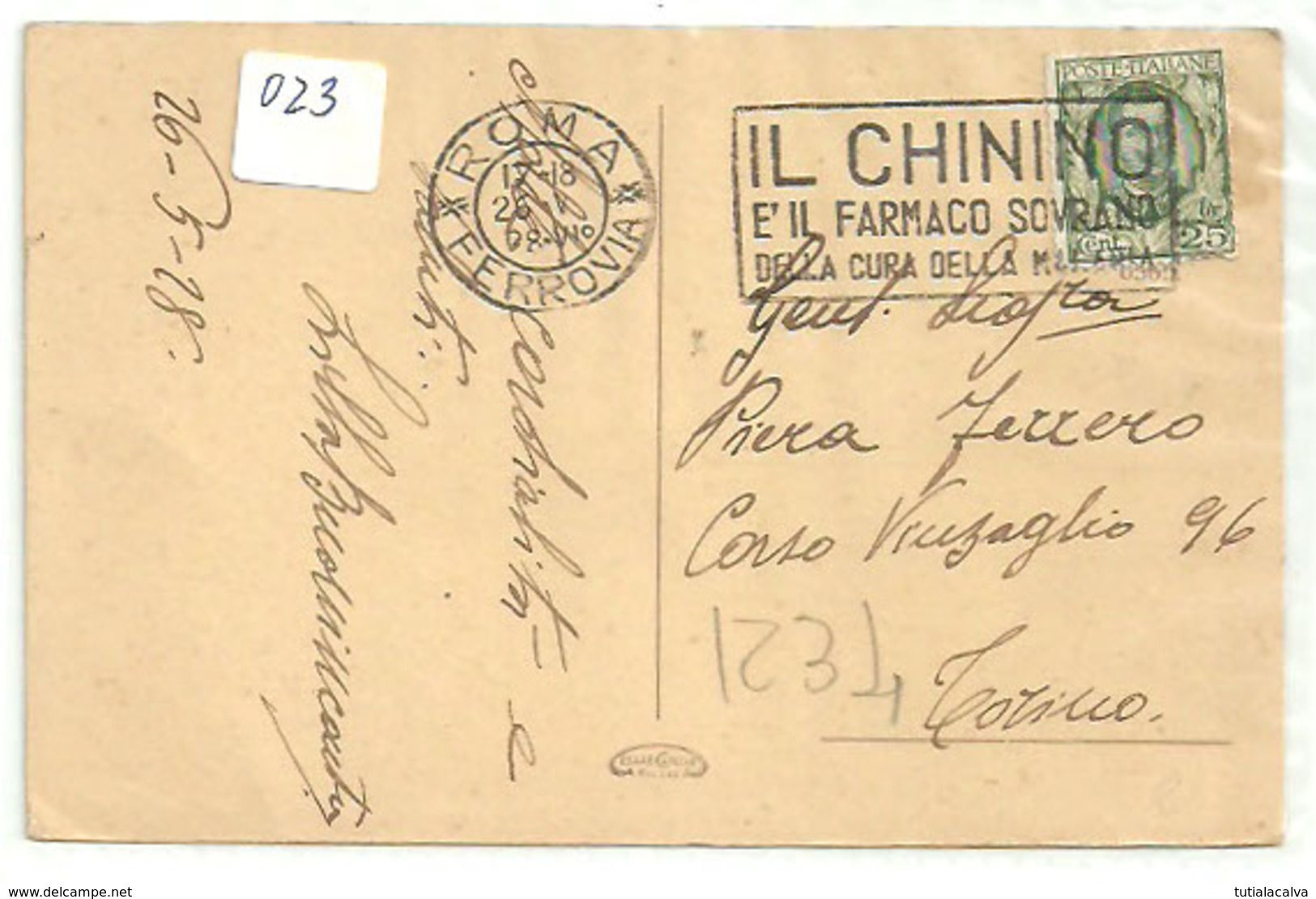 Italia 023, 1928, Quinina, Malaria, Medicina - Storia Postale