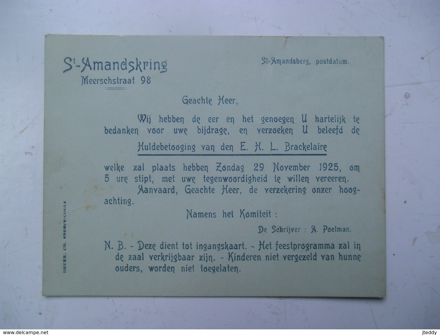 St AMANDSKRING 1925  ST AMANDSBERG - Autres & Non Classés