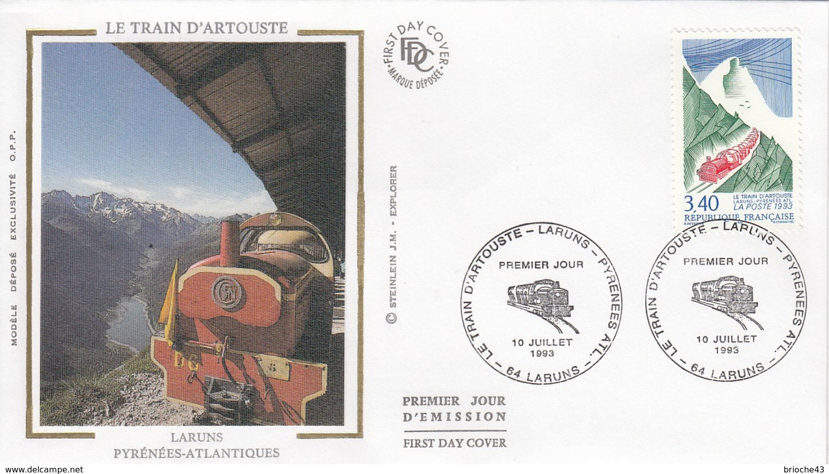 FRANCE - FDC SOIE - YvN° 2816 - LE TRAIN D'ARTOUSTE P.O. - CACHET 1er JOUR 10.7.1993 LARUNS 64  /2 - 1990-1999