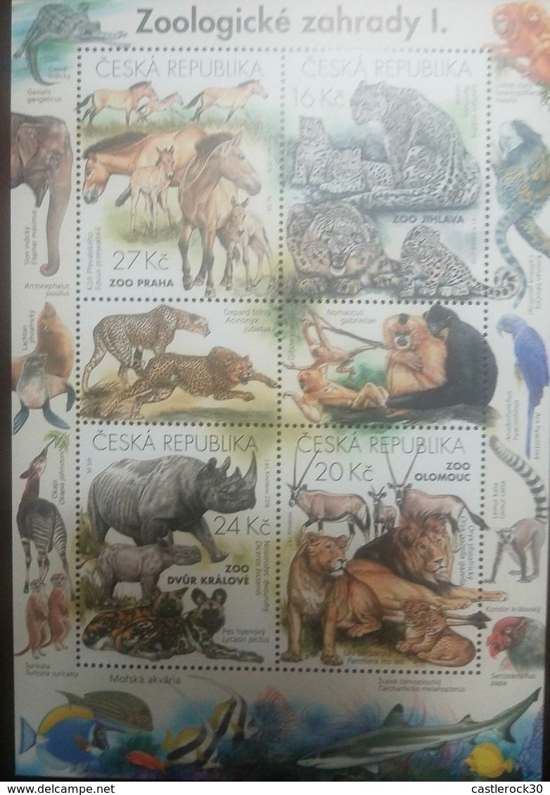 RO) 2016 CZECH REPUBLIC, ZAHRADY ZOO, ELEPHANT, GAVIALIS-LACHTAN-OKAPIA-SURICATA-GEPARD-DICEROS-LION - Unused Stamps