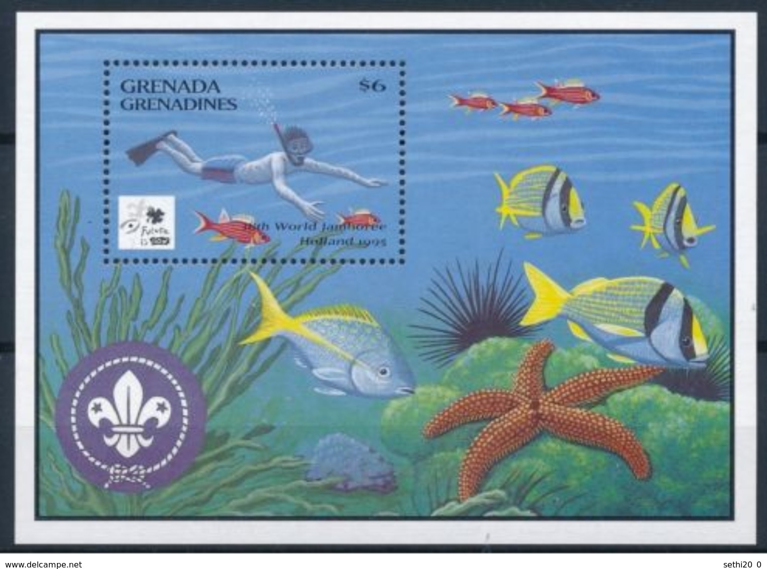 Grenade Grenadines  1995 Scuba Diving Plongée Souvenir Sheet - Otros & Sin Clasificación