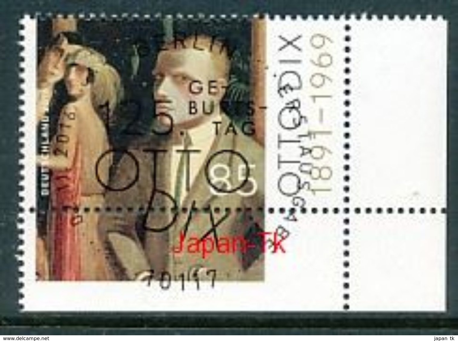 GERMANY  Mi.Nr.3267 125. Geburtstag Von Otto Dix - ESST Berlin -Eckrand Unten Rechts  -  Used - Gebraucht