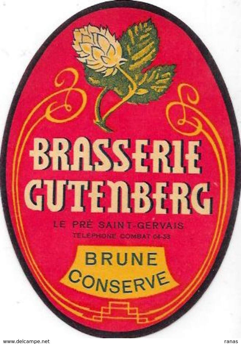 étiquette Ancienne Bière Beer Le Pré Saint Gervais  11,5 X 8,5 - Advertising