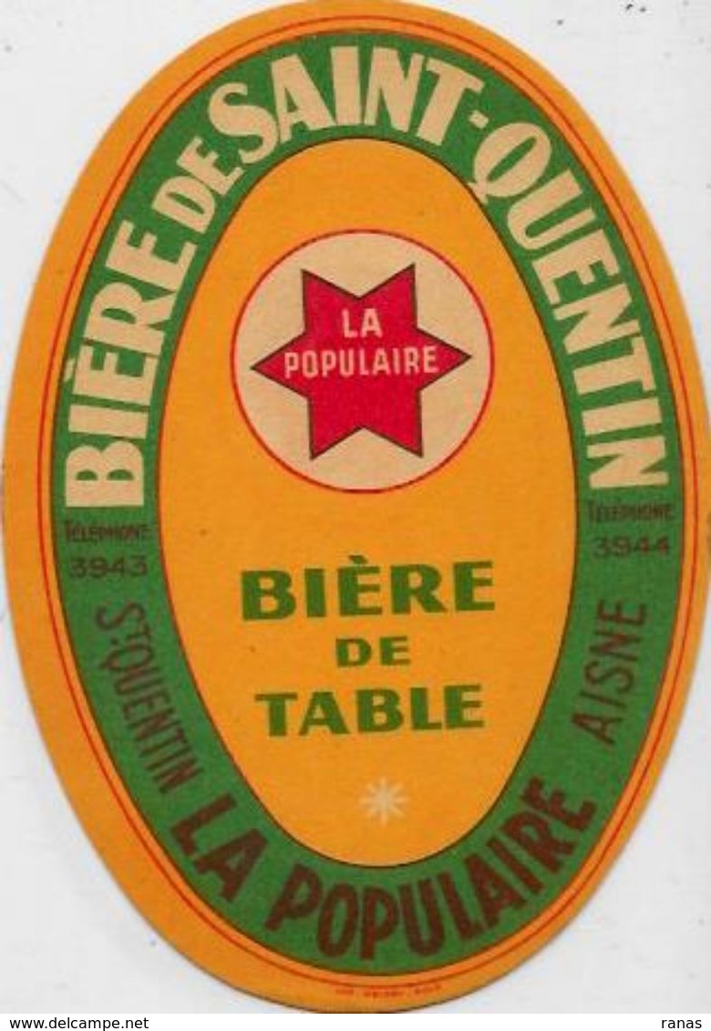 étiquette Ancienne Bière Beer Saint Quentin Aisne  11,5 X 8 - Werbung
