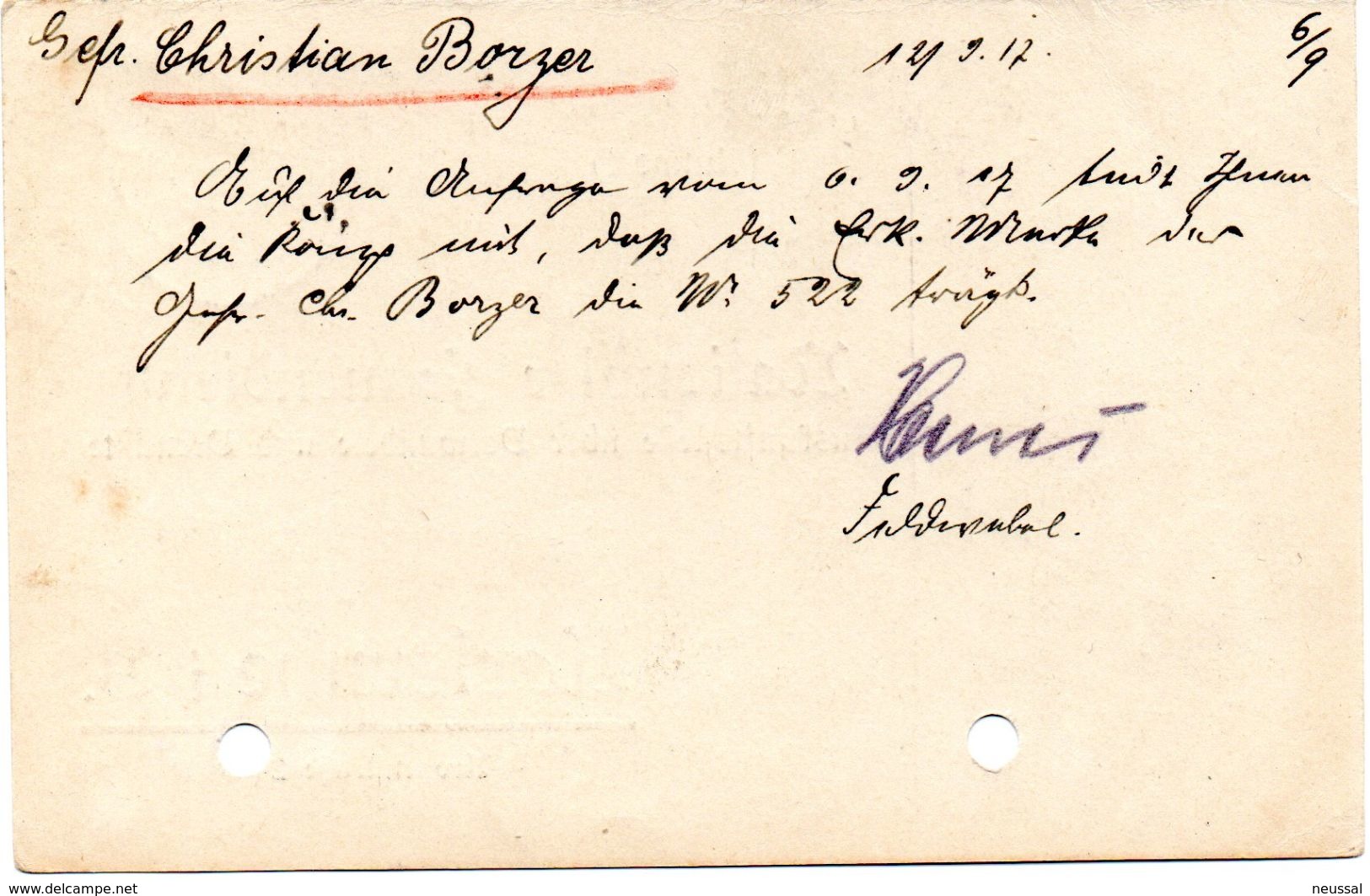 Tarjeta  Con  Franquicia Militar  Regimiento De Infanteria De Reserva Nº 30. 12 Compañia . Año 1917 - Cartas & Documentos