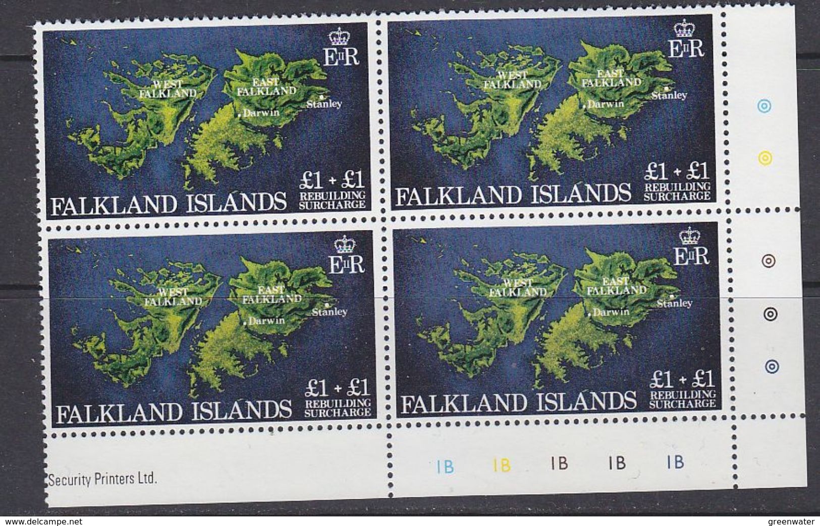 Falkland Islands 1982 Rebuilding Fund 1v Bl Of 4 (corner)  ** Mnh (37838B) - Falklandeilanden