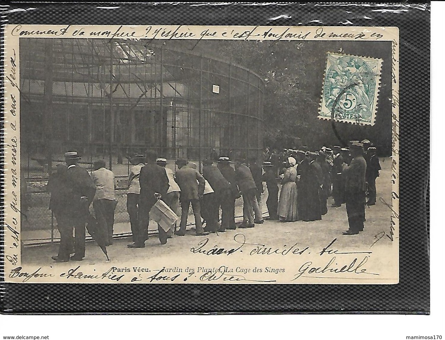 75-PARIS-VECU-Beau Plan Animé Des Visiteurs Devant La Cage Des Singes Du Jadin Des Plantes - Lots, Séries, Collections