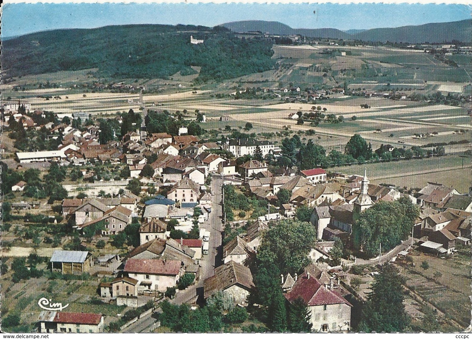 CPSM Douvaine Vue Générale Aérienne Au Fond Les Coteaux De Ballaison - Douvaine