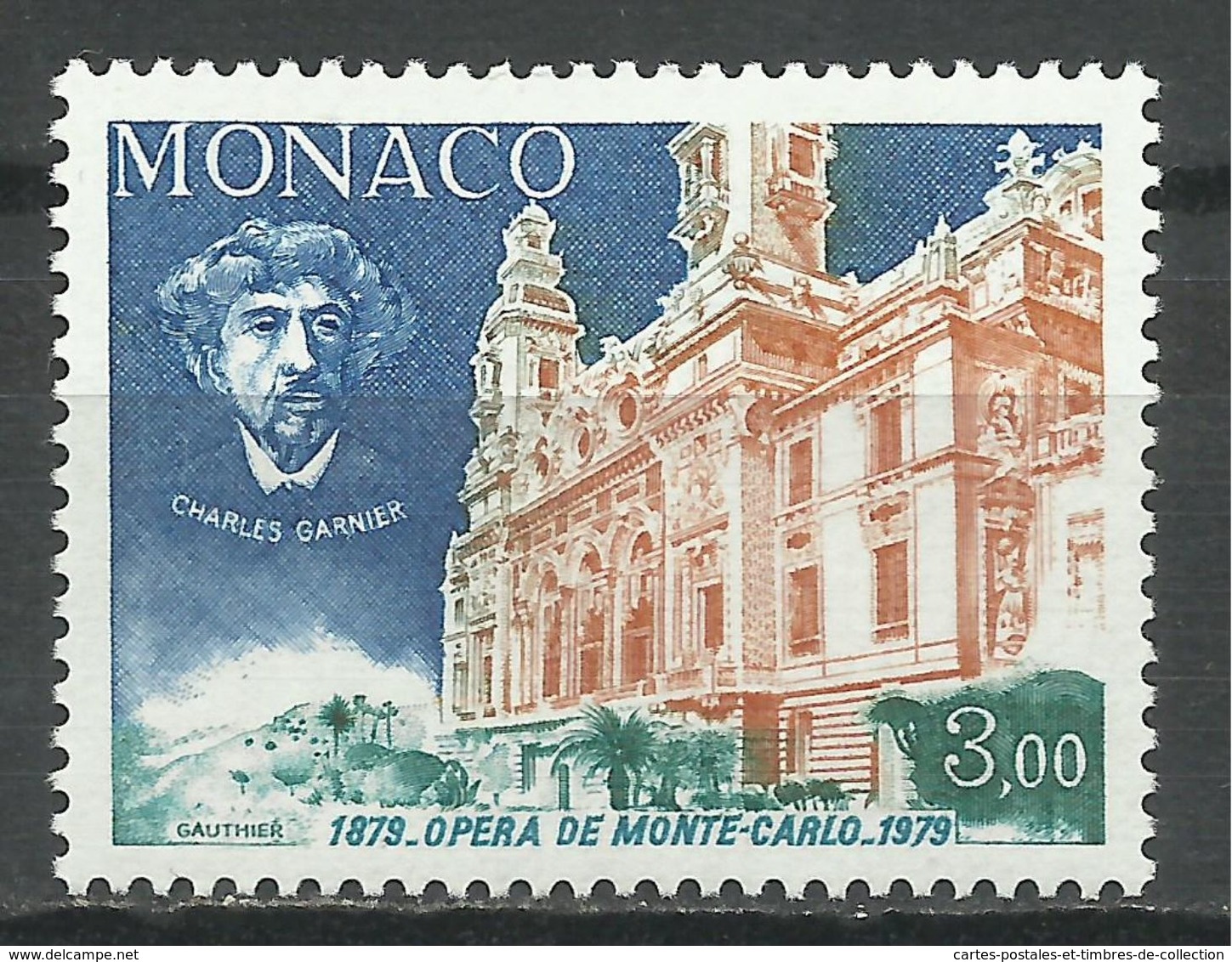 MONACO , 3 Frs , Centenaire De L'inauguration De La Salle Garnier , Charles Garnier , 1979 , N° YT 1180 , NEUF ** - Unused Stamps