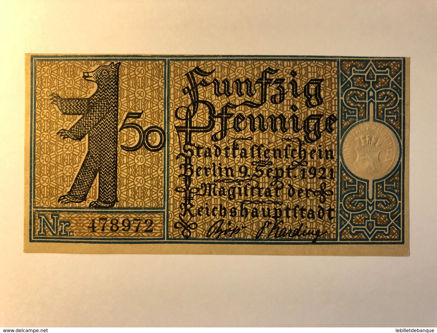 Allemagne Notgeld Berlin 50 Pfennig - Collections