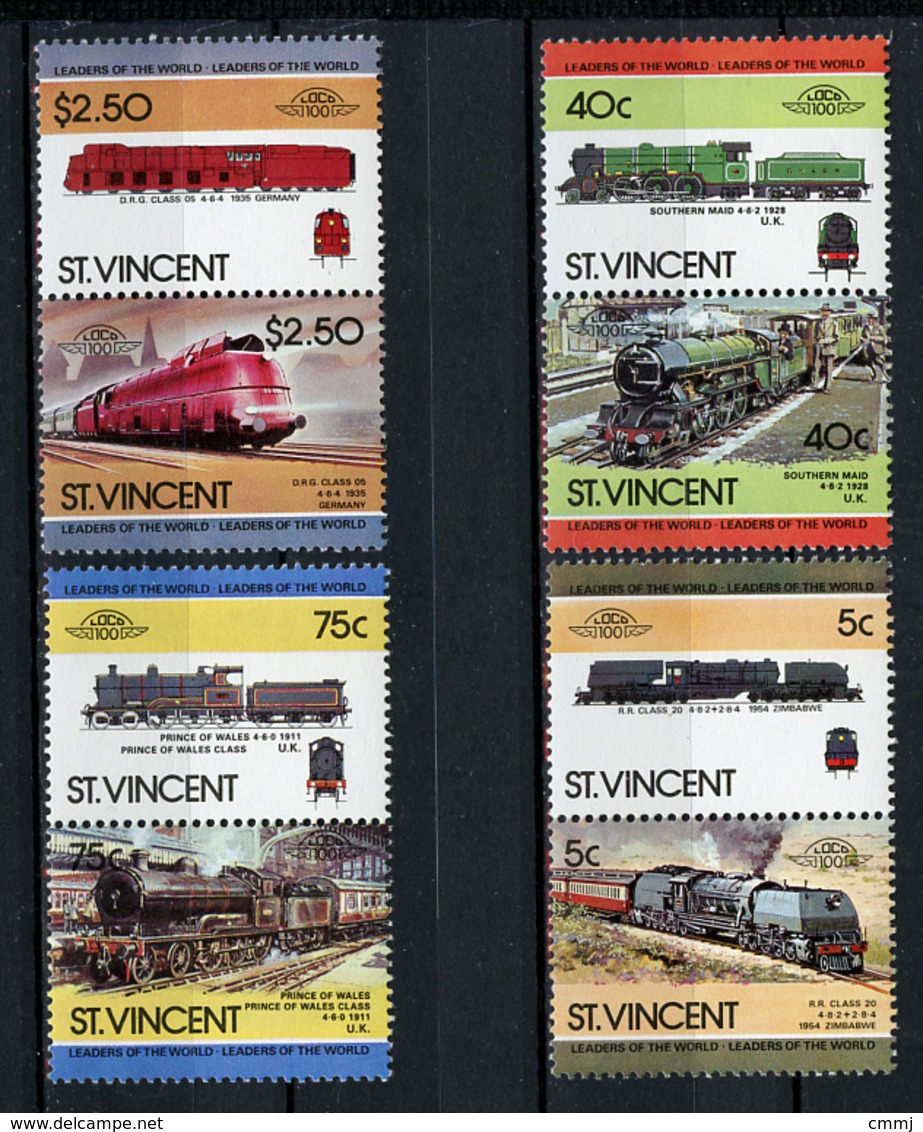 TRAINS - 1984 -  SAT. VINCENT - Mi. Nr. 770/777 -  NH -  (UP.70.41) - St.Vincent (1979-...)