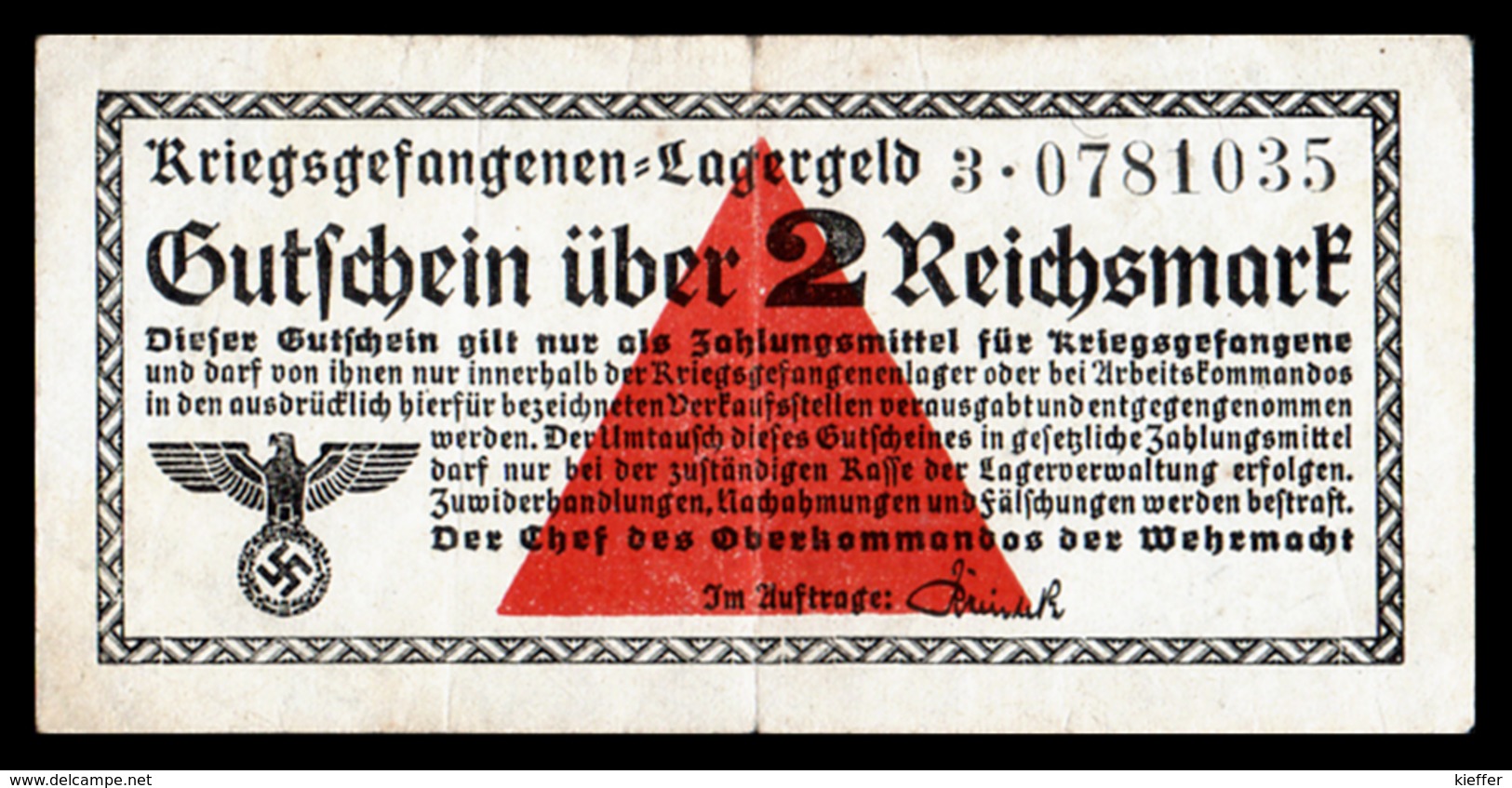 ALLEMAGNE - 2 Reichsmark - Kriegsgefangenen Camp Prisonniers - WW II - VF+/TTB+ - Sonstige & Ohne Zuordnung