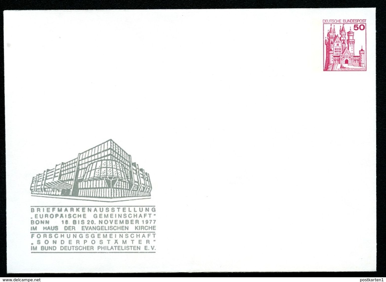 Bund PU112 D2/004 Privat-Umschlag EUROPAPALAST STRASBOURG 1977 - Enveloppes Privées - Neuves