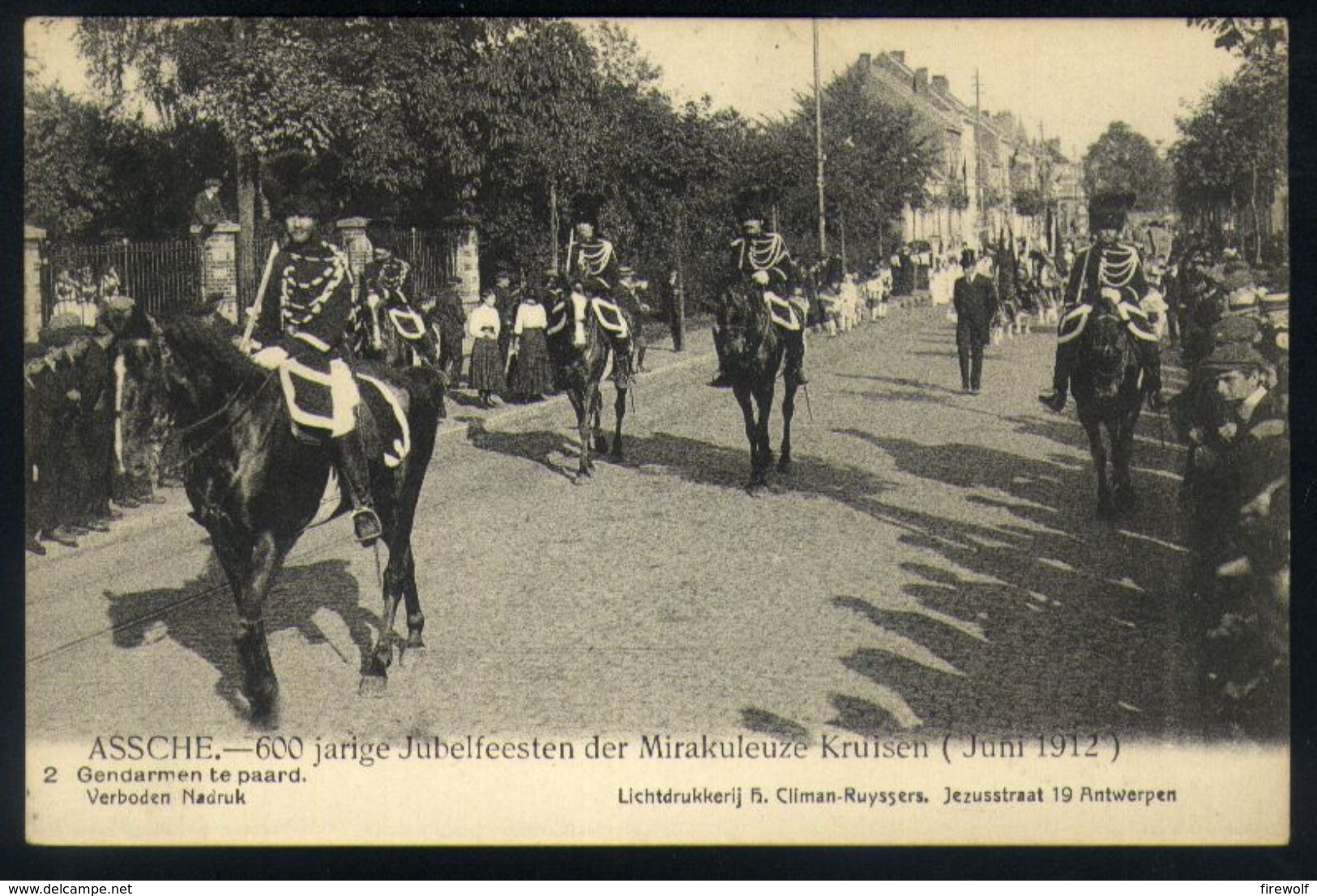 Z08 - Assche - 600 Jarige Jubelfeesten Der Mirakuleuze Kruisen (1912) - 2 - Gendarmen Te Paard - Ongebruikt - Asse