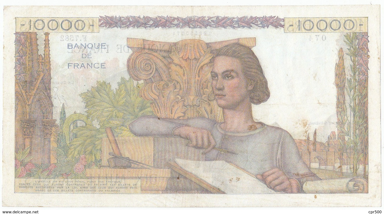 10000 Francs Génie Français Type 1945, F50.72, P132, 04/11/1954, F.7582, TB - 10 000 F 1945-1956 ''Génie Français''