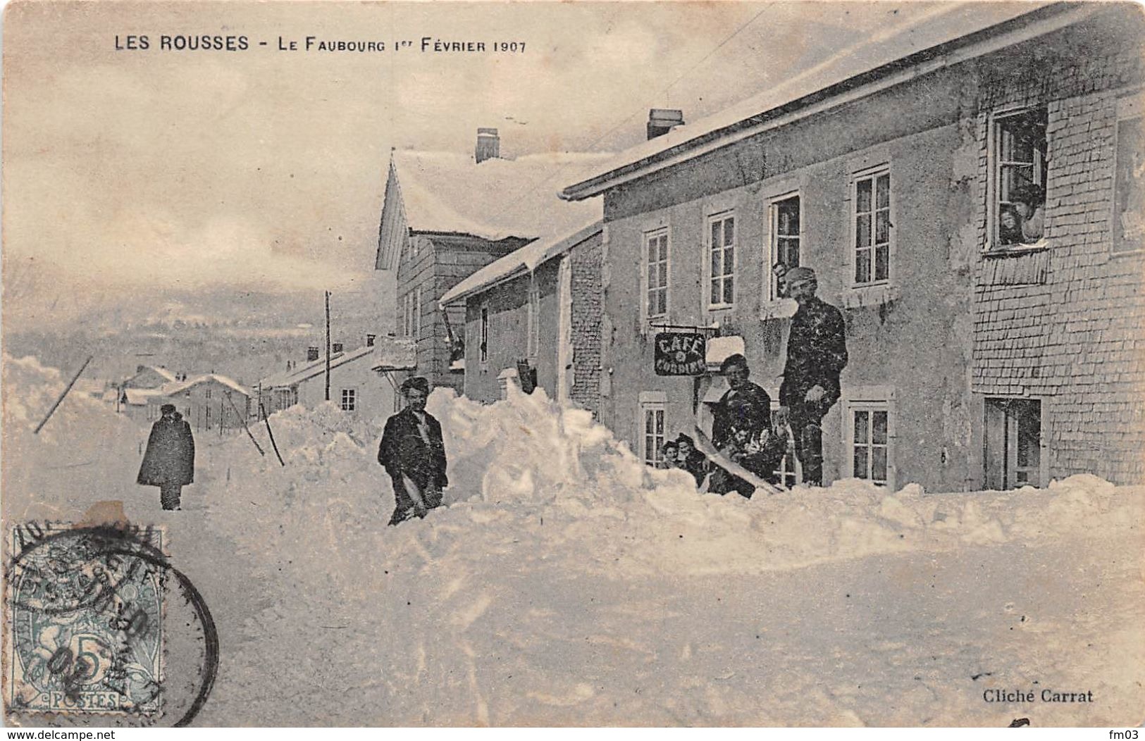 Les Rousses Café Cordier Hiver 1907 Ski Neige Canton Morez éd Carrat - Altri & Non Classificati