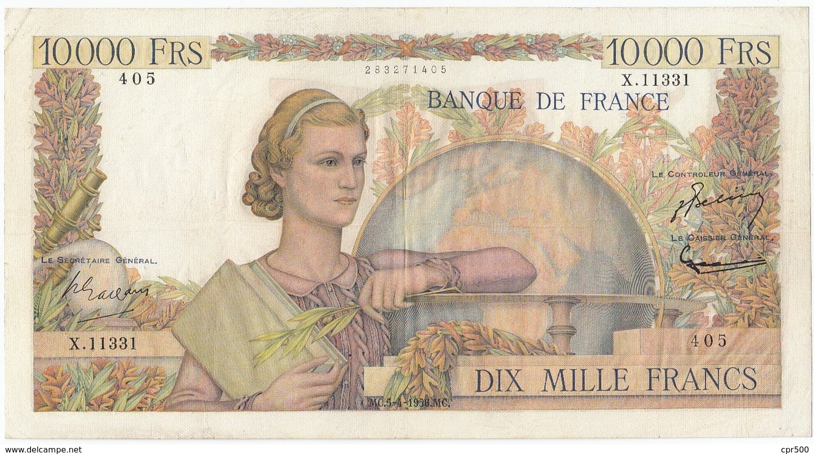 10000 Francs Génie Français Type 1945, F50.80, P132, 05/04/1956, X.11331, TB - 10 000 F 1945-1956 ''Génie Français''