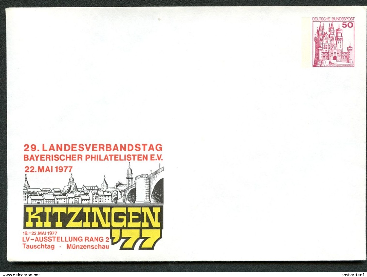 Bund PU112 D2/018 Privat-Umschlag MAINBRÜCKE KITZINGEN 1977 - Enveloppes Privées - Neuves