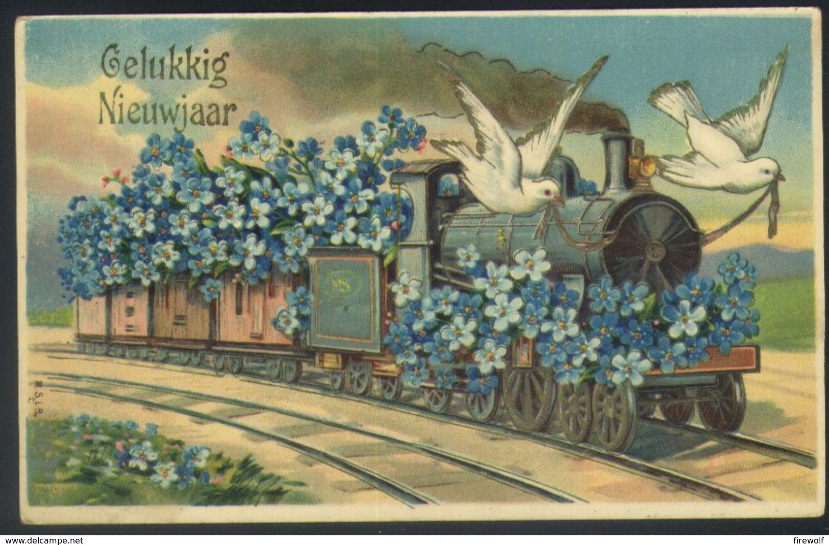 Z08 - Steam Train / Birds / Flowers - Used - Neujahr