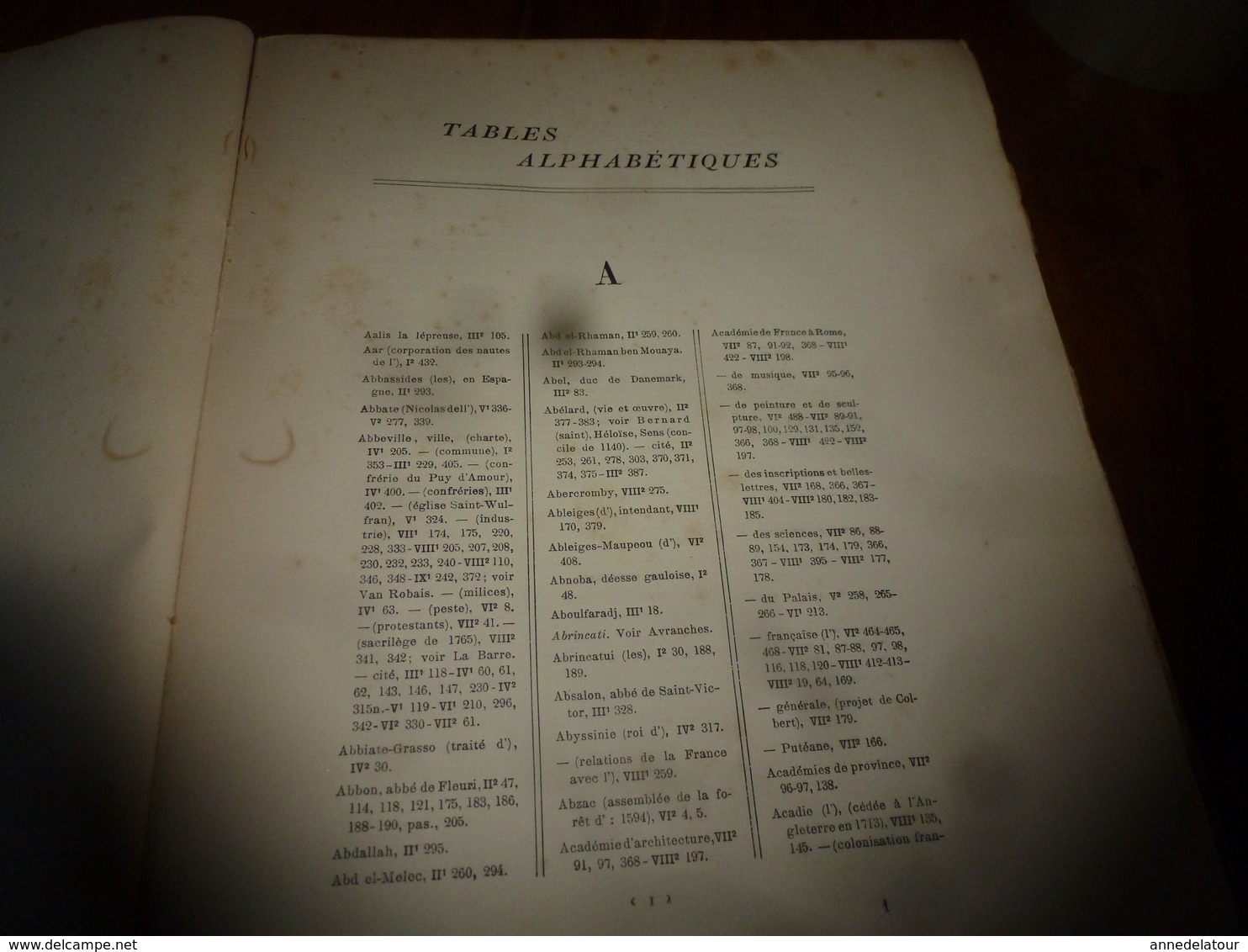 1911 HISTOIRE DE FRANCE  Depuis les origines jusqu'à la Révolution (Table Alphabétique)